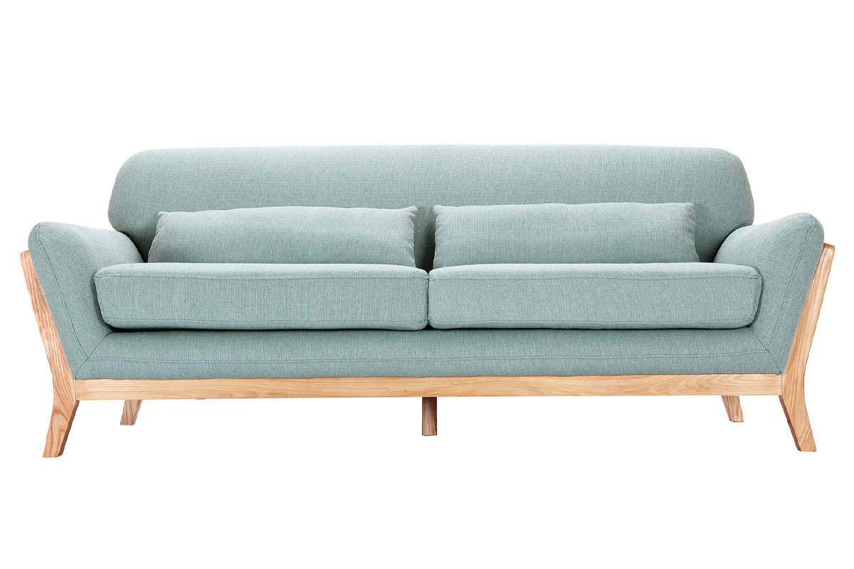 Sofa skandinavisch 3 Pltze Lagunenblau Holzbeine YOKO