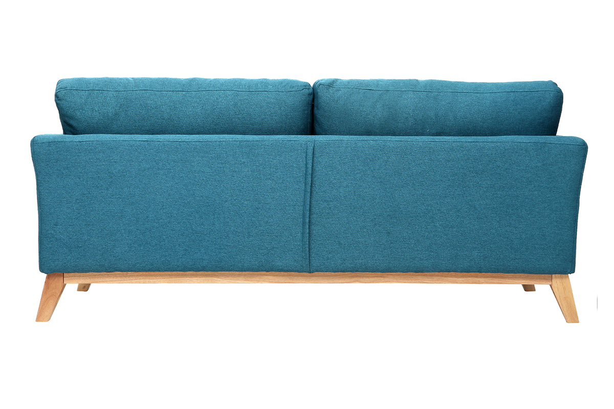 Sofa skandinavisch 3 Pltze Miliboo-Blau Holzbeine OSLO