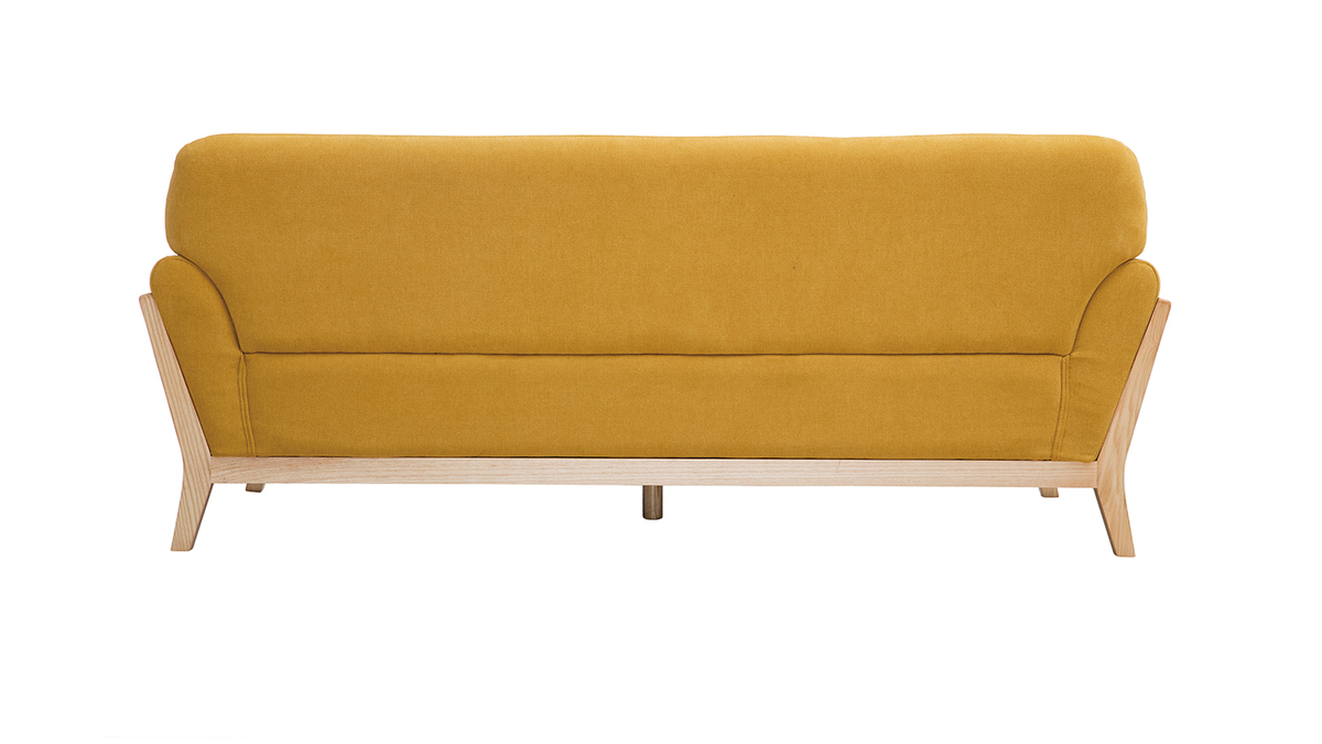 Sofa skandinavisch 3 Pltze senfgelb Samteffekt YOKO
