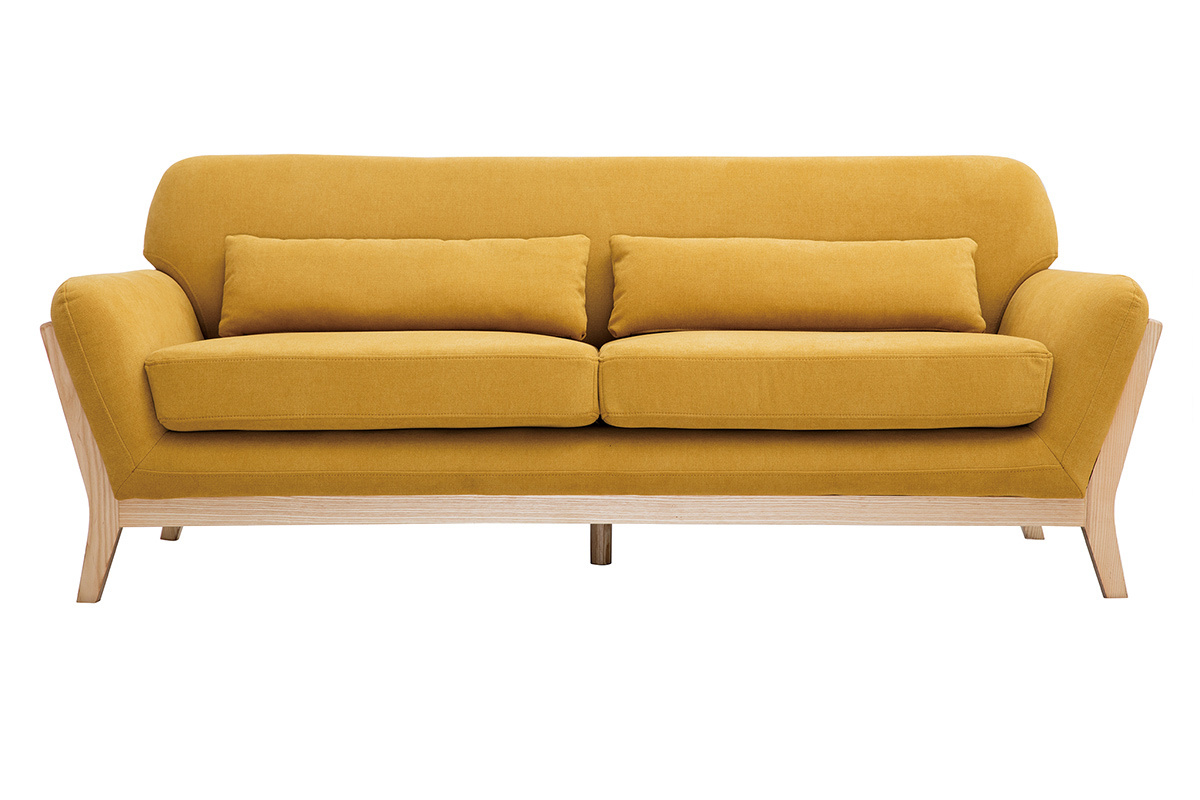 Sofa skandinavisch 3 Pltze senfgelb Samteffekt YOKO