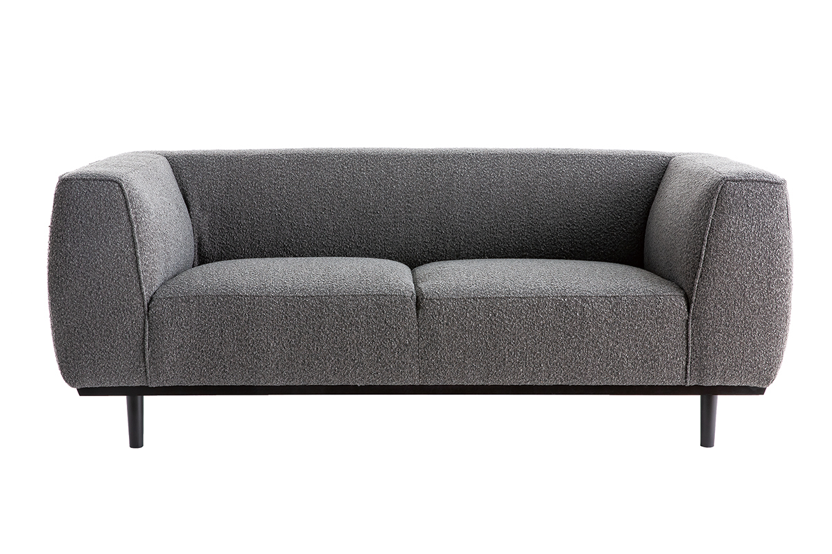 Sofa skandinavisch anthrazitgrauer Boucl-Stoff schwarz Fe 2/3-Sitzer MORRIS