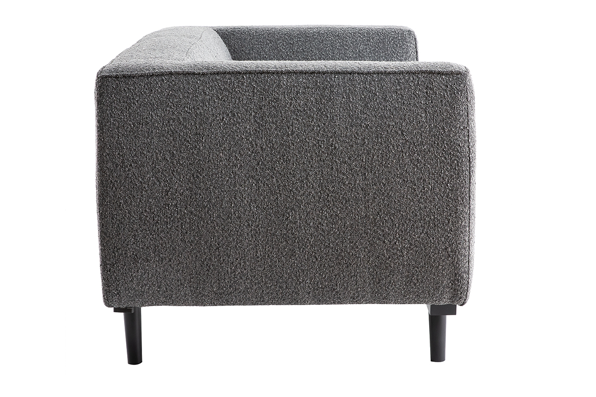 Sofa skandinavisch anthrazitgrauer Boucl-Stoff schwarz Fe 2/3-Sitzer MORRIS