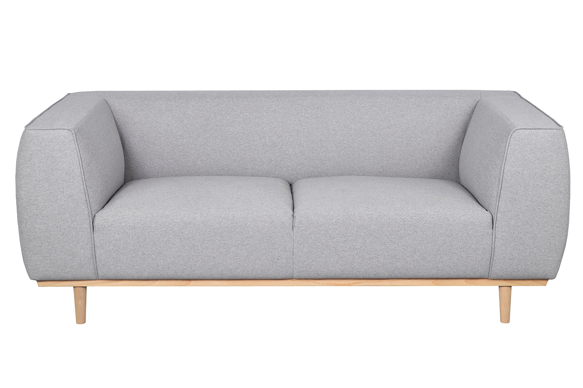 Sofa skandinavisch grau-melierter Stoff und Holz 2-3 Sitzer MORRIS