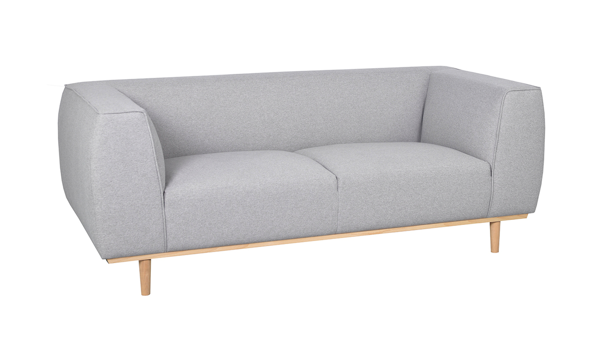 Sofa skandinavisch grau-melierter Stoff und Holz 2-3 Sitzer MORRIS
