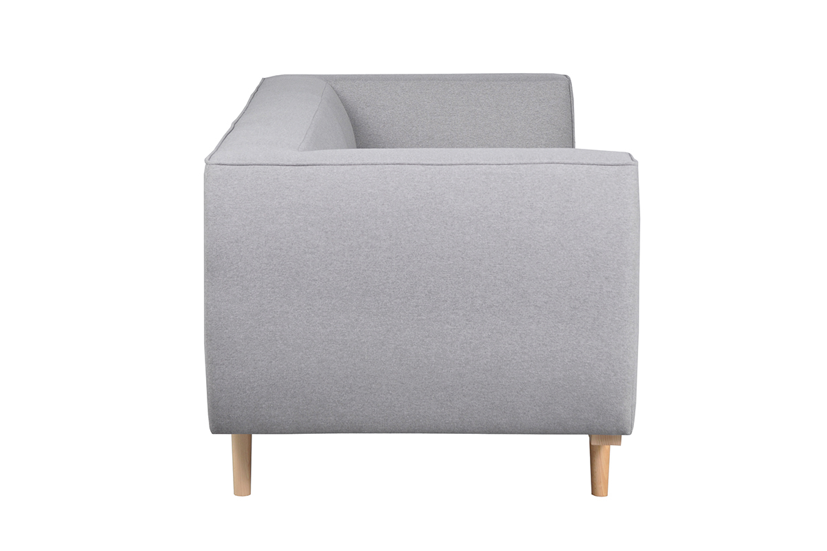 Sofa skandinavisch grau-melierter Stoff und Holz 2-3 Sitzer MORRIS