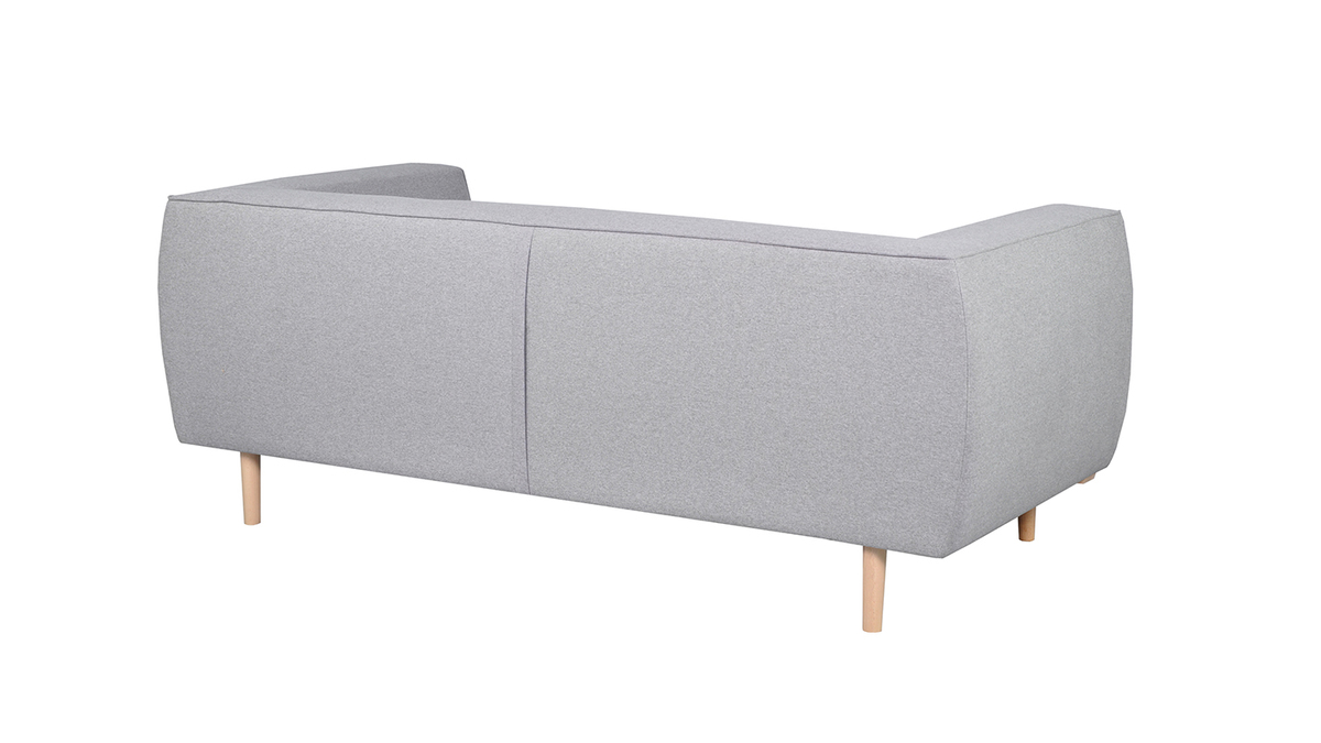 Sofa skandinavisch grau-melierter Stoff und Holz 2-3 Sitzer MORRIS