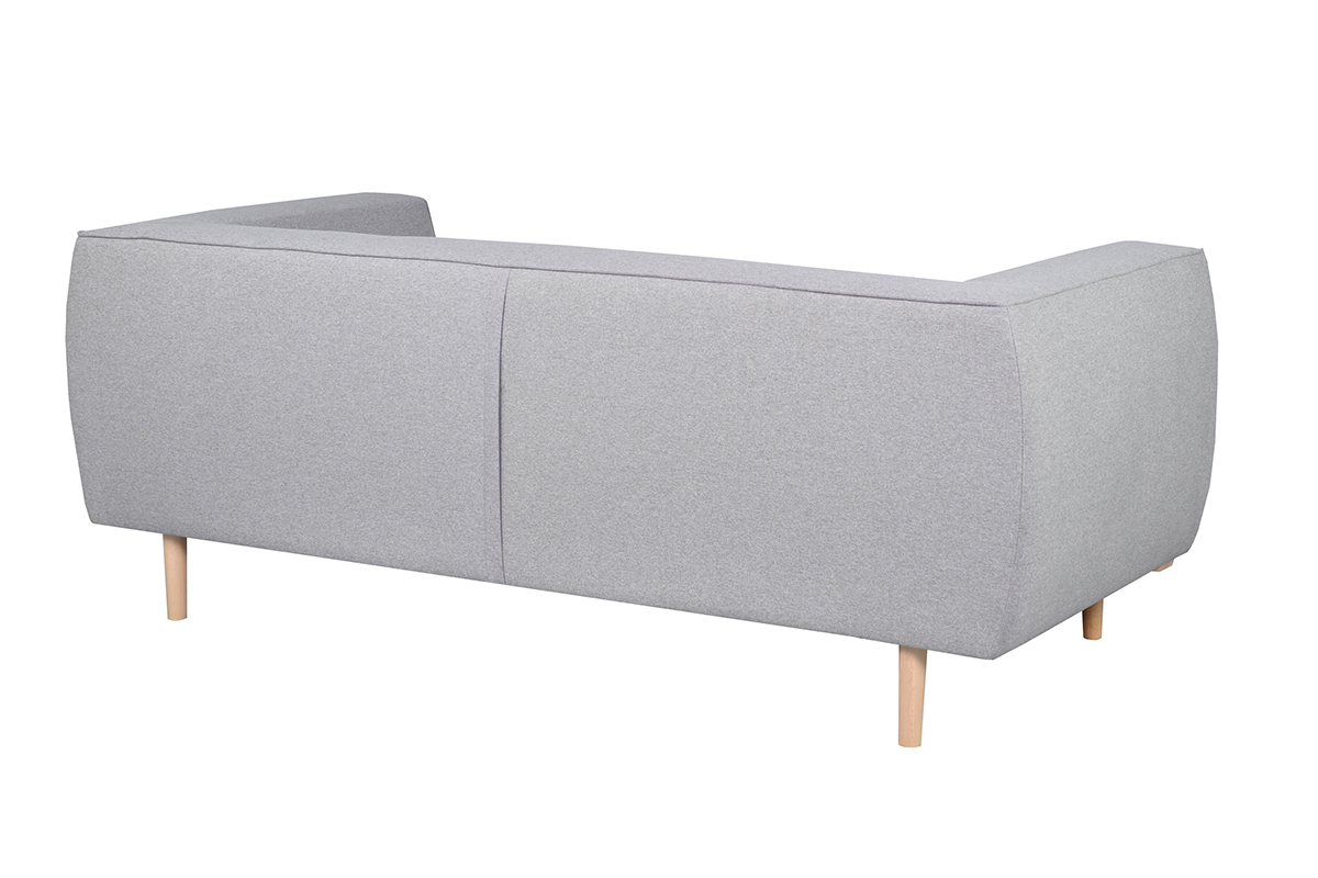Sofa skandinavisch grau-melierter Stoff und Holz 2-3 Sitzer MORRIS
