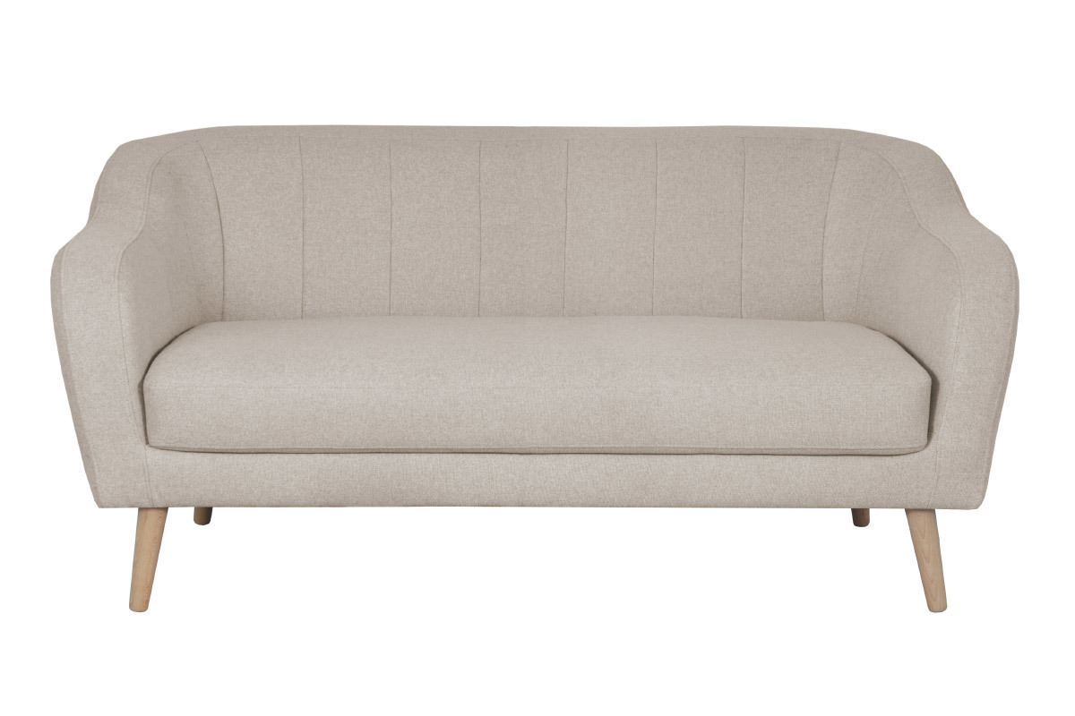 Sofa skandinavisch naturbeige Stoff und Holz 2 Sitzer ISIS