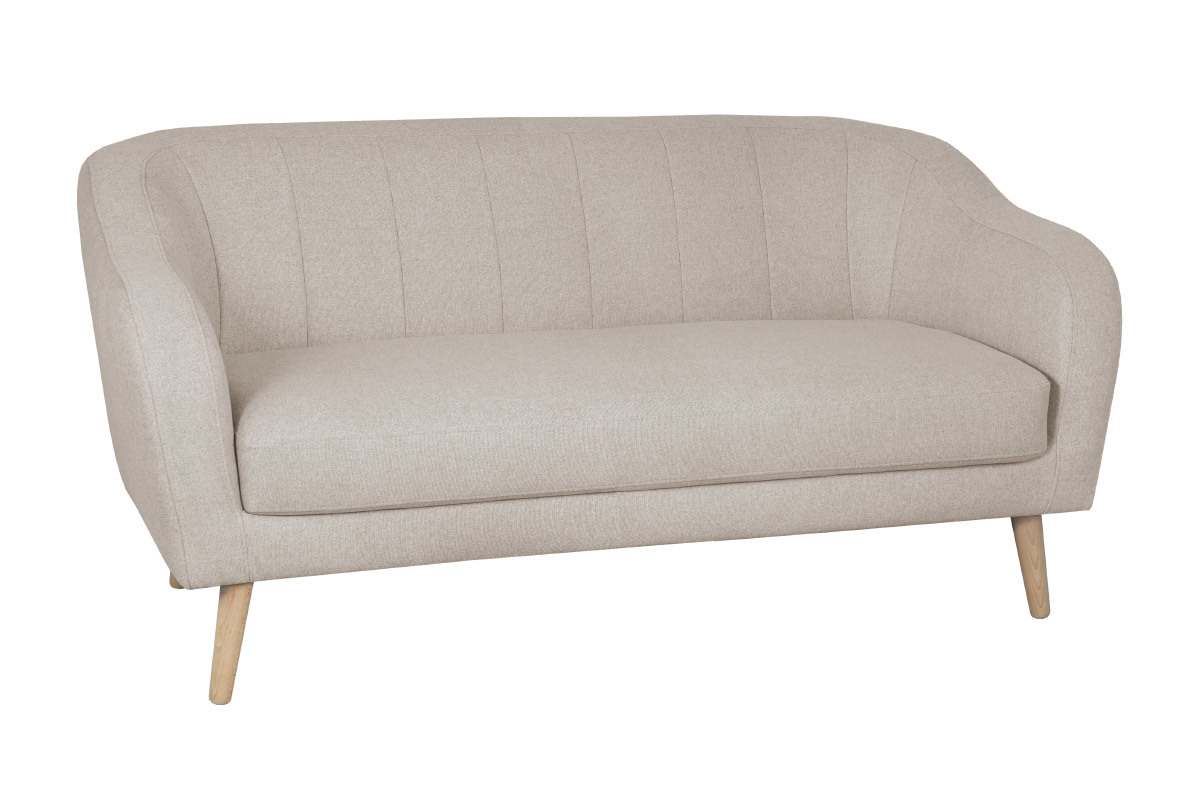 Sofa skandinavisch naturbeige Stoff und Holz 2 Sitzer ISIS