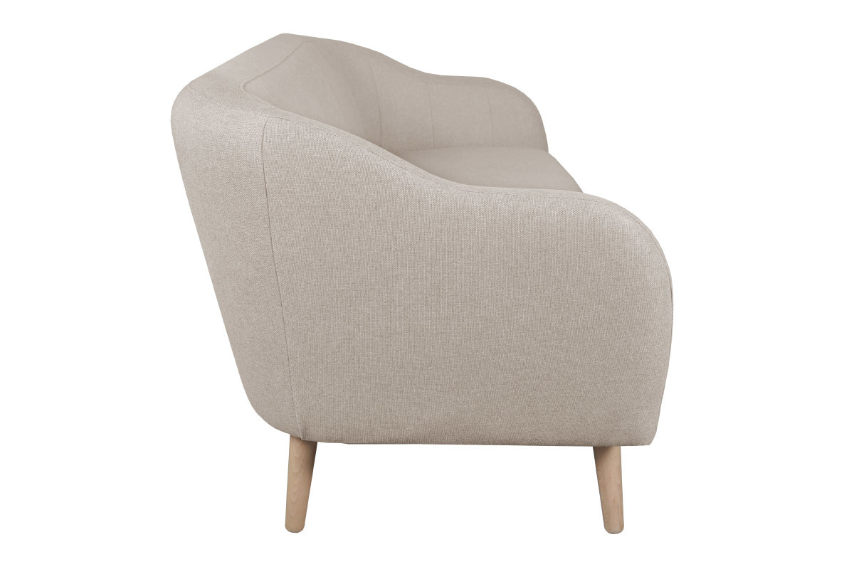 Sofa skandinavisch naturbeige Stoff und Holz 2 Sitzer ISIS