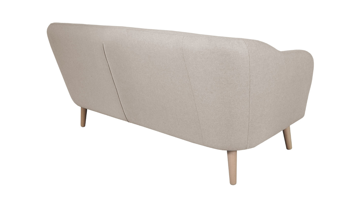 Sofa skandinavisch naturbeige Stoff und Holz 2 Sitzer ISIS