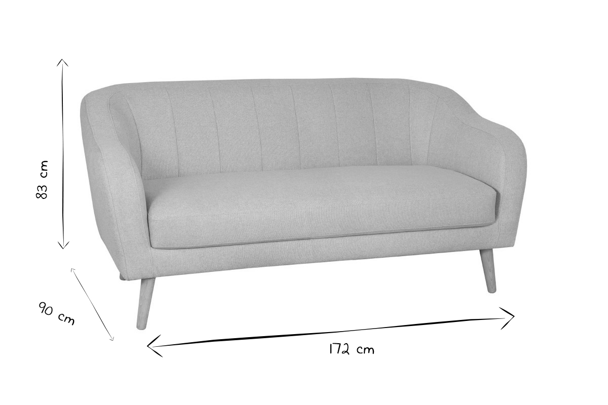 Sofa skandinavisch naturbeige Stoff und Holz 2 Sitzer ISIS