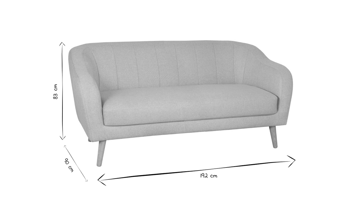 Sofa skandinavisch naturbeiger Stoff und Holz 3 Sitzer ISIS