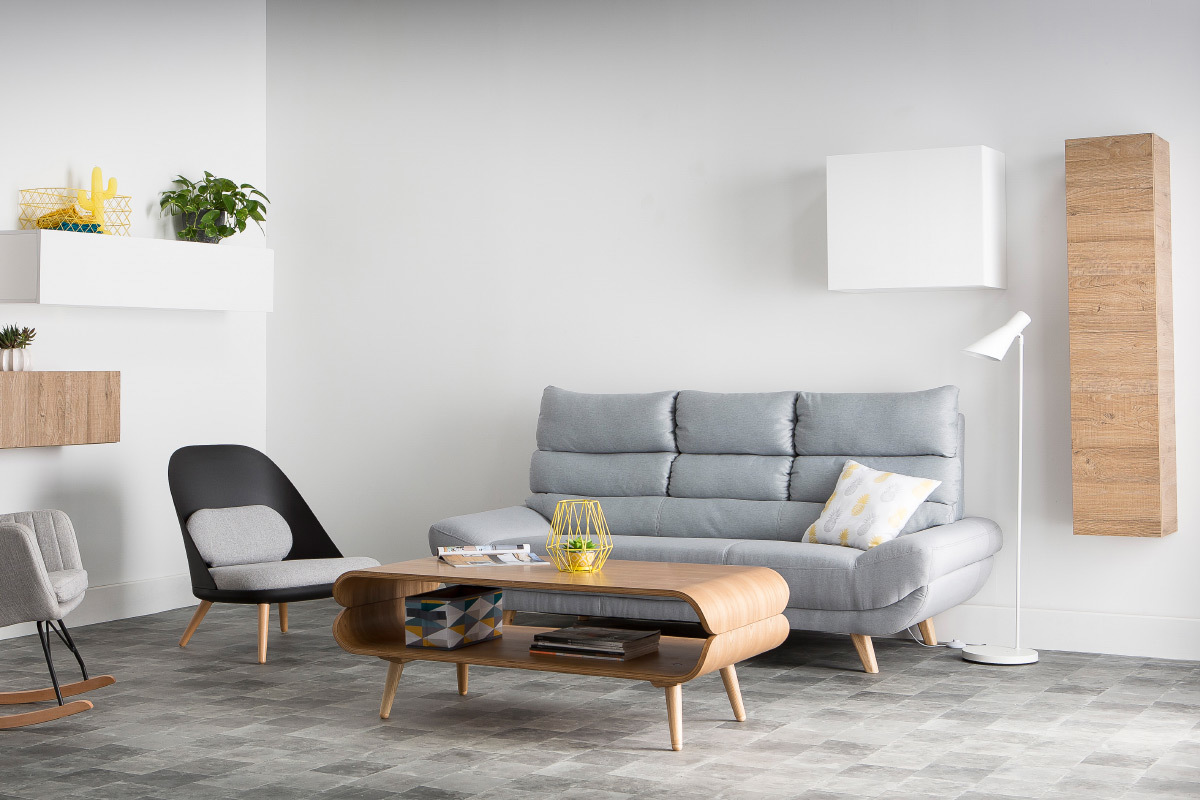 Sofa skandinavisches Design 3 Pltze Grau NORDIK