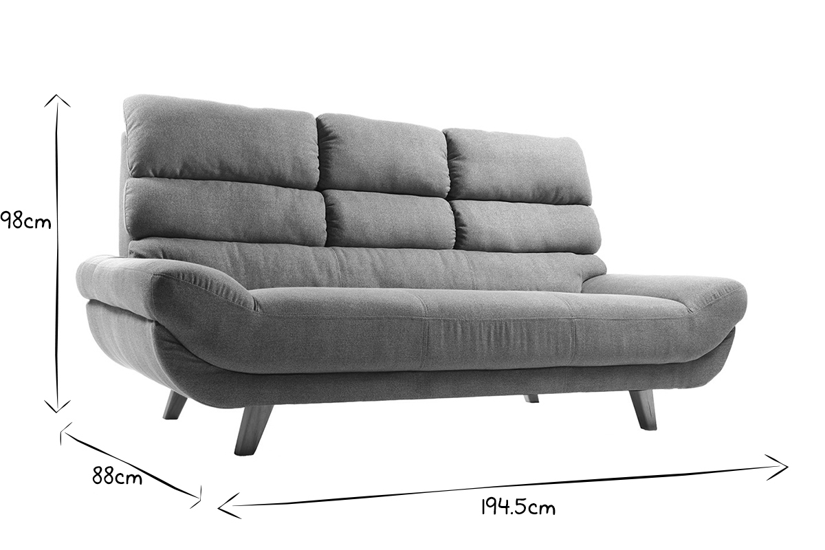 Sofa skandinavisches Design 3 Pltze Grau NORDIK