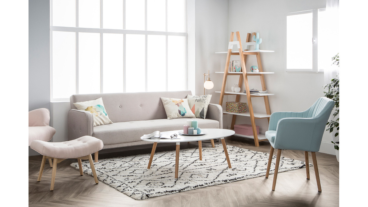 Sofa verstellbar 3 Pltze skandinavisches Design Beige ULLA