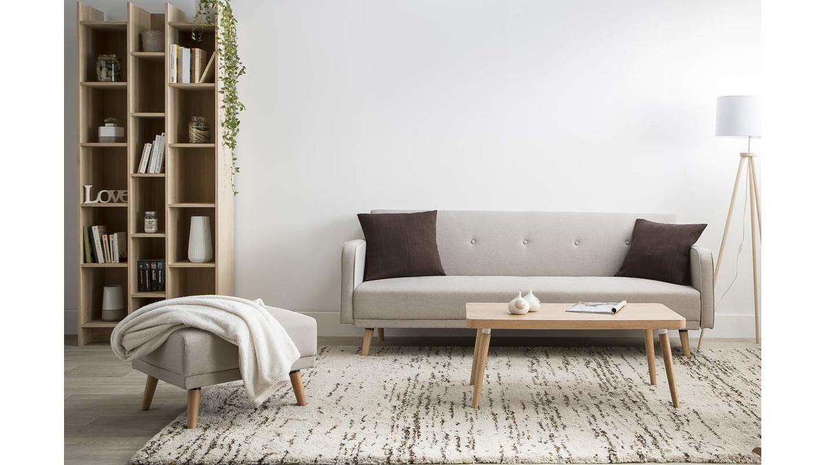 Sofa verstellbar 3 Pltze skandinavisches Design Naturfarbe ULLA