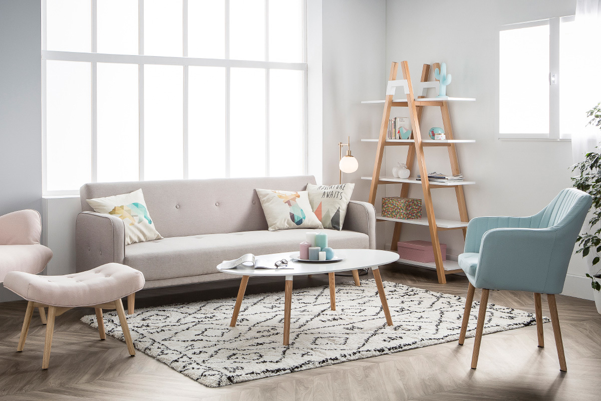 Sofa verstellbar 3 Pltze skandinavisches Design Pflaume ULLA