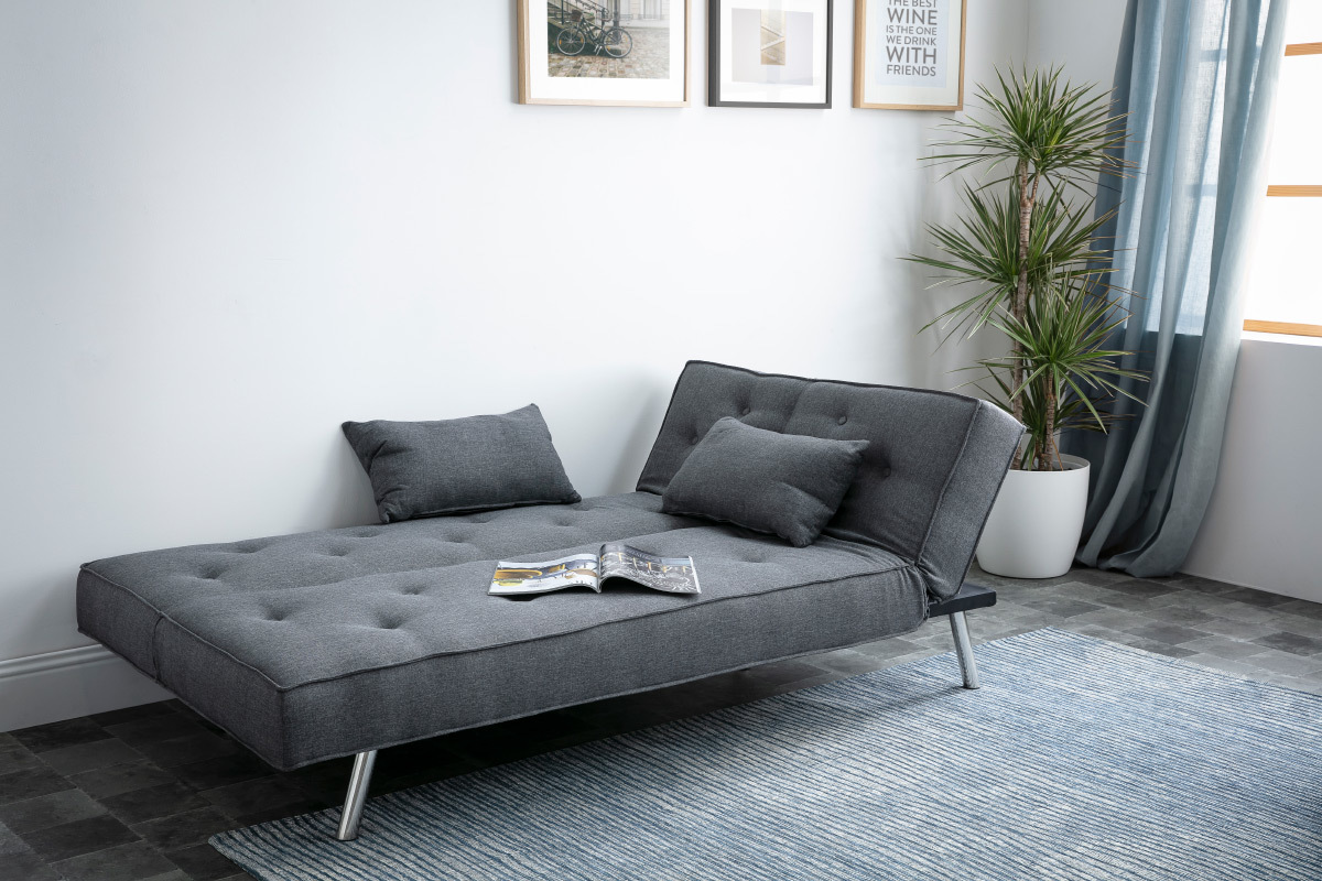 Sofa verstellbar aus Stoff Dunkelgrau LEONARD