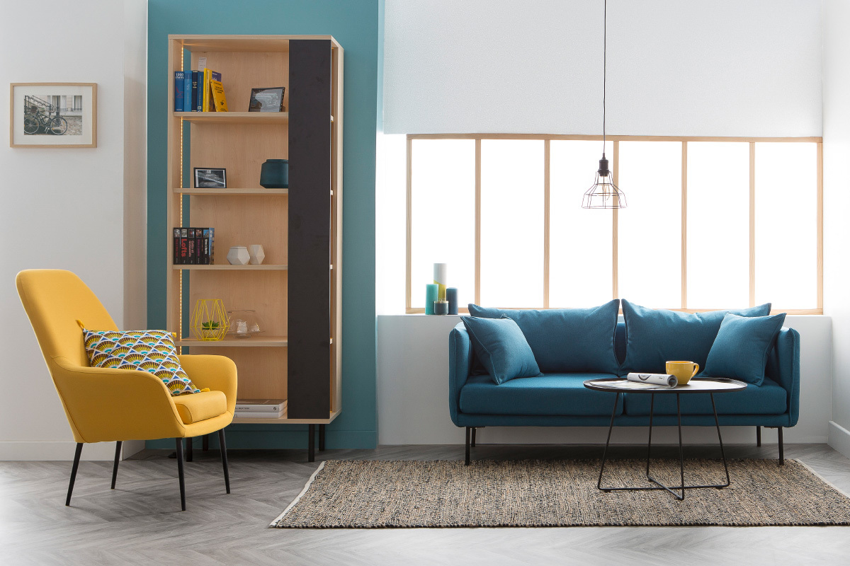 Sofa zeitgenssisches Design 3 Pltze Blaugrn MATHIS