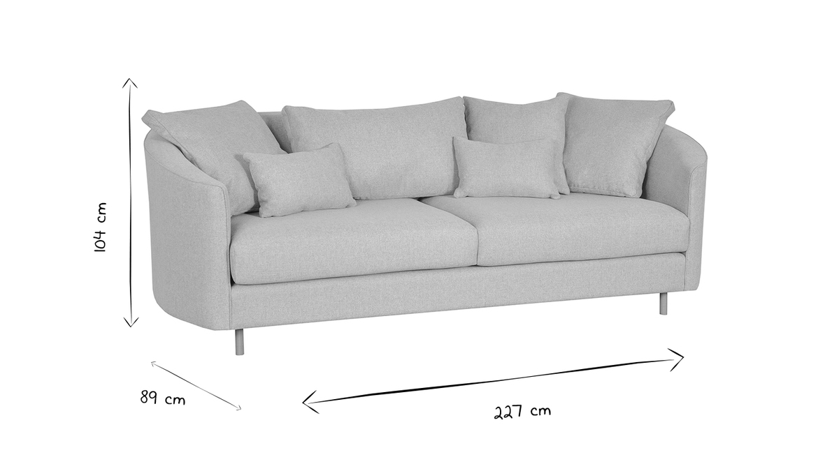 Sofa zeitgenssisches Design hellgrauer Stoff 3-Sitzer SELECT