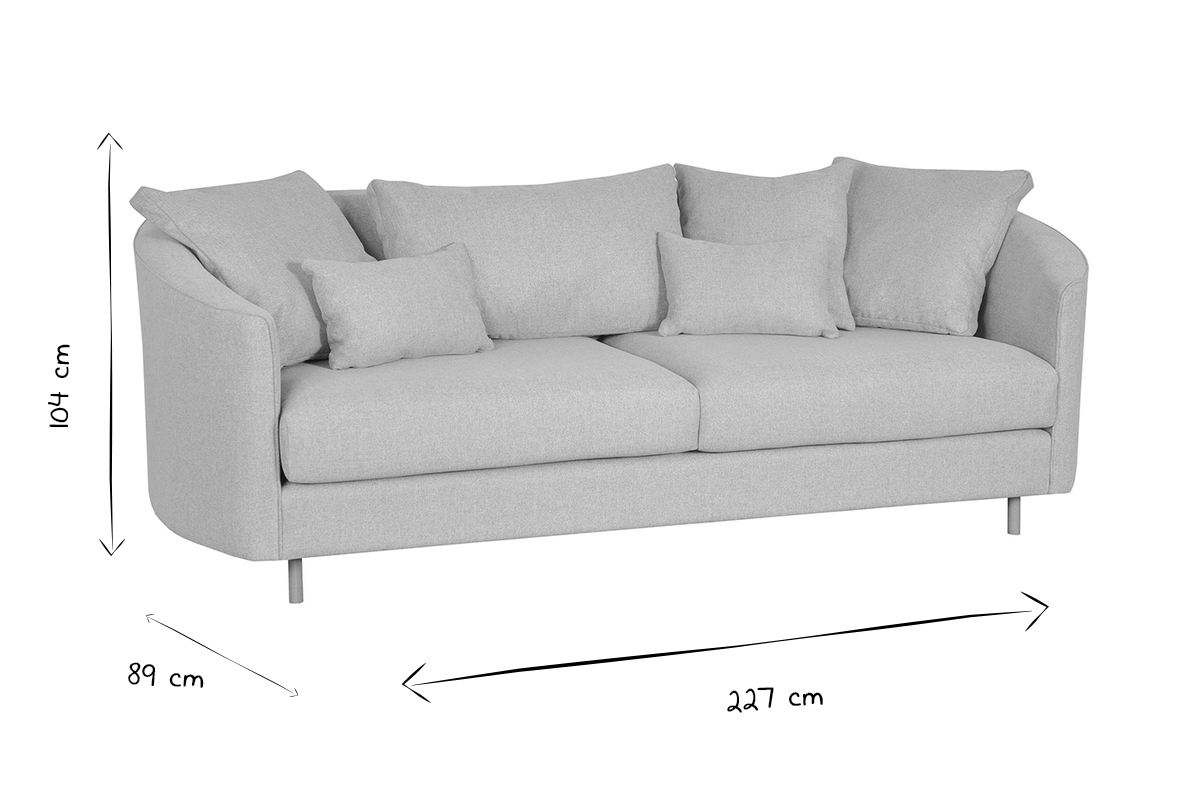 Sofa zeitgenssisches Design hellgrauer Stoff 3-Sitzer SELECT