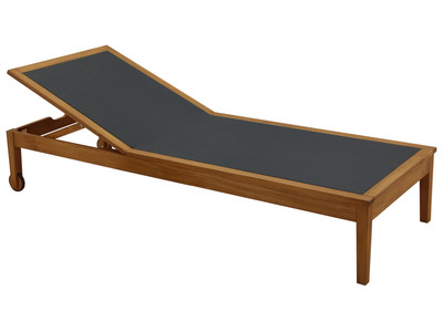 Sonnenliege dunkelgrau und Massivholz NAVEEN