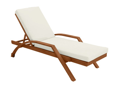 Sonnenliege in Écru und Massivholz MALAGA