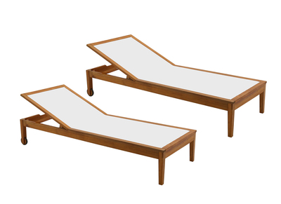Sonnenliegen weiß und Massivholz (2er-Set) NAVEEN