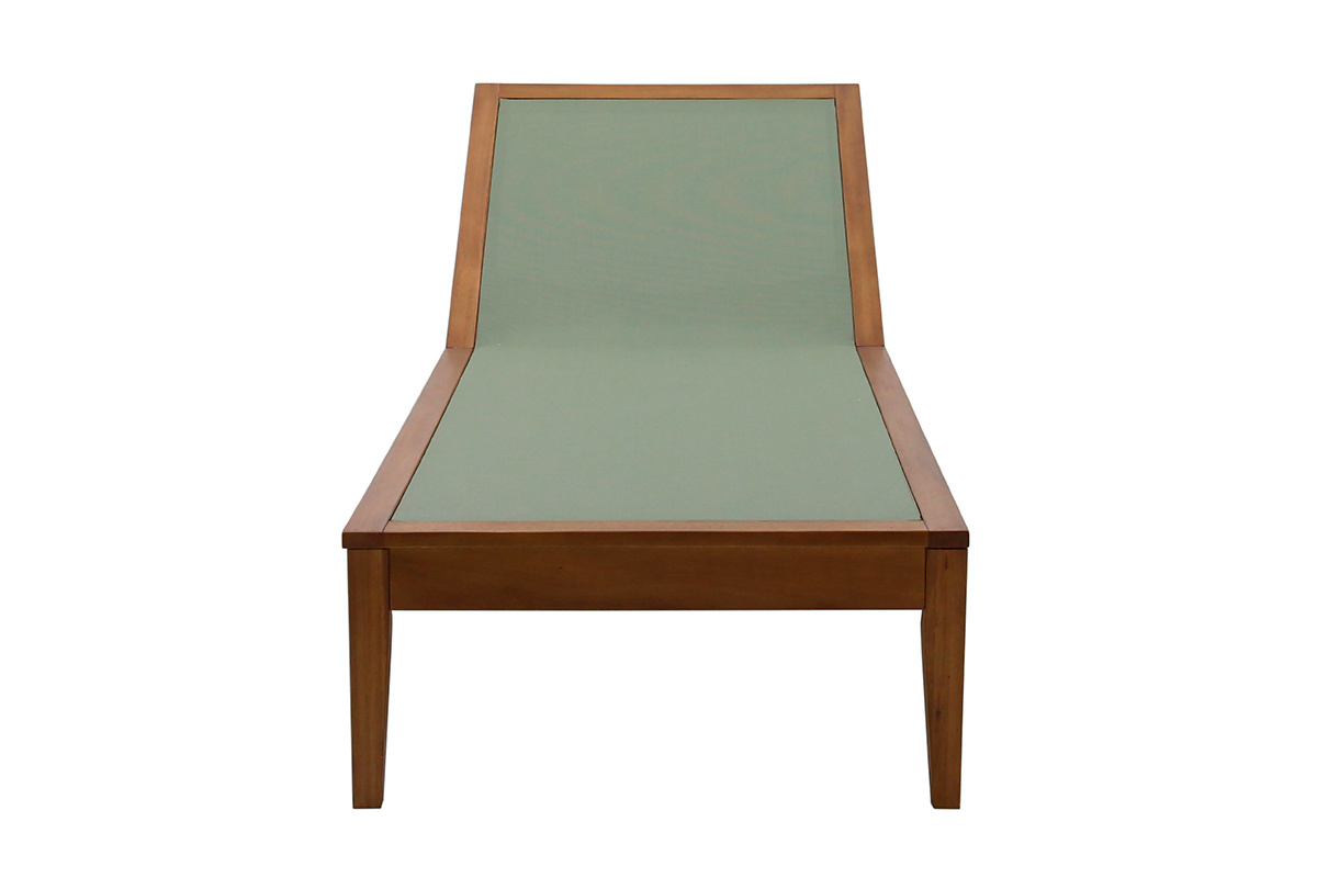 Sonnenliege in Khakigr�n aus massivem Holz, Frontansicht.