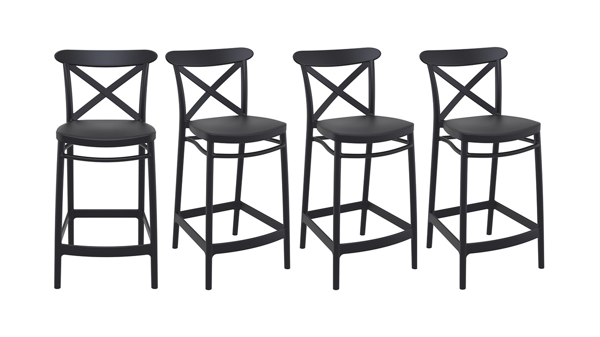 Stapelbare Barhocker H65 cm schwarz innen / auen (4er Set) GERMAIN