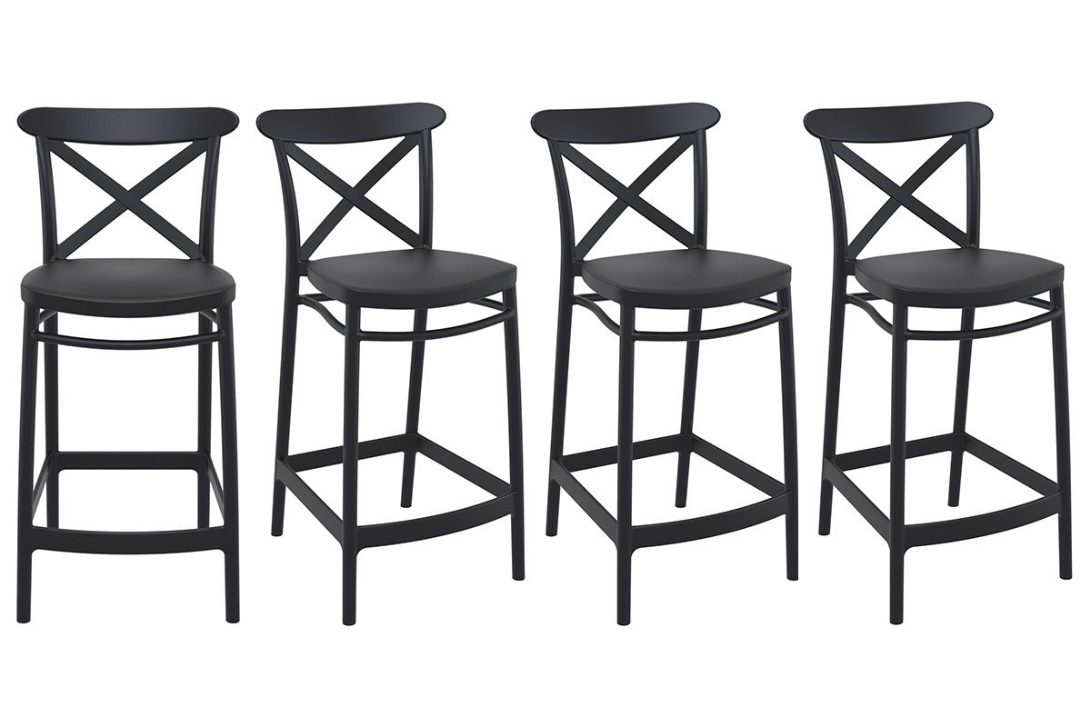 Stapelbare Barhocker H65 cm schwarz innen / auen (4er Set) GERMAIN