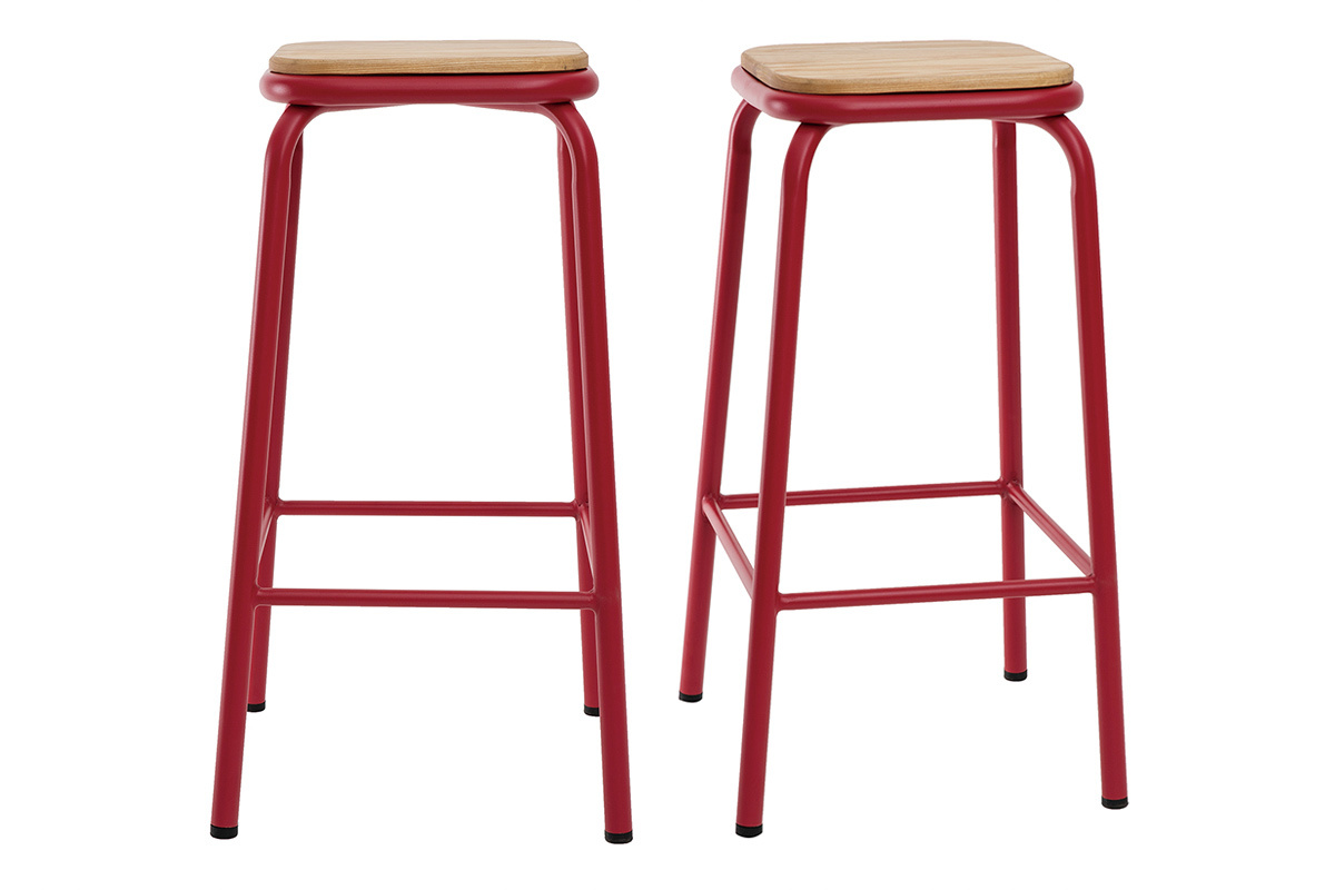 Stapelbare Barhocker rot H65 cm (2er-Set) MEMPHIS