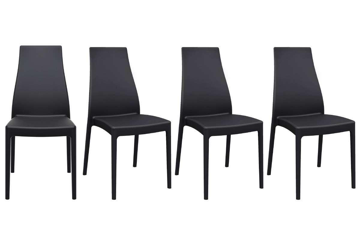 Stapelbare Design-Sthle fr innen und auen schwarz (4er-Satz) CONDOR