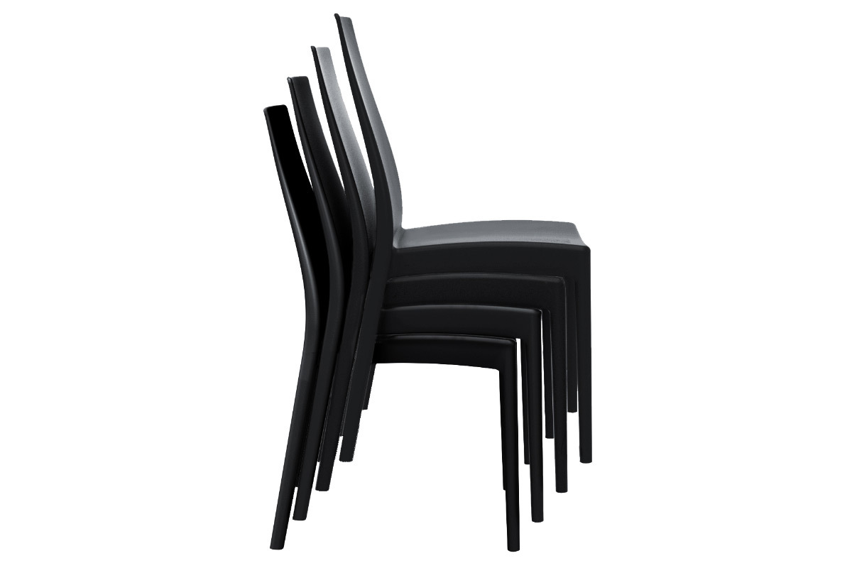 Stapelbare Design-Sthle fr innen und auen schwarz (4er-Satz) CONDOR