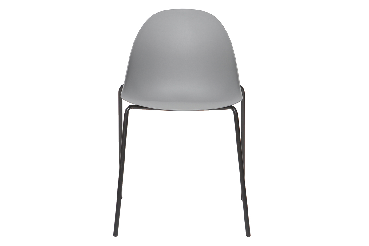 Stapelbare Design-Sthle mit grauen Metallbeinen (2er Satz) CONCHA