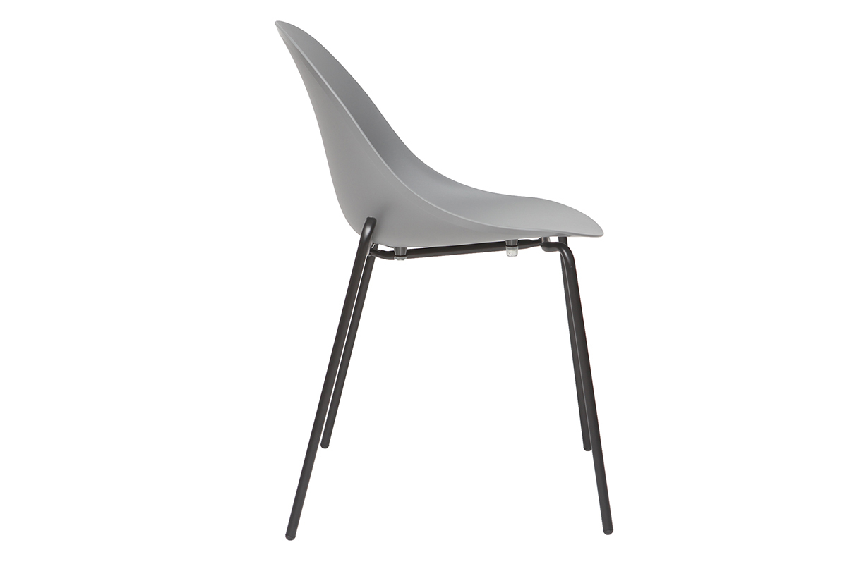Stapelbare Design-Sthle mit grauen Metallbeinen (2er Satz) CONCHA