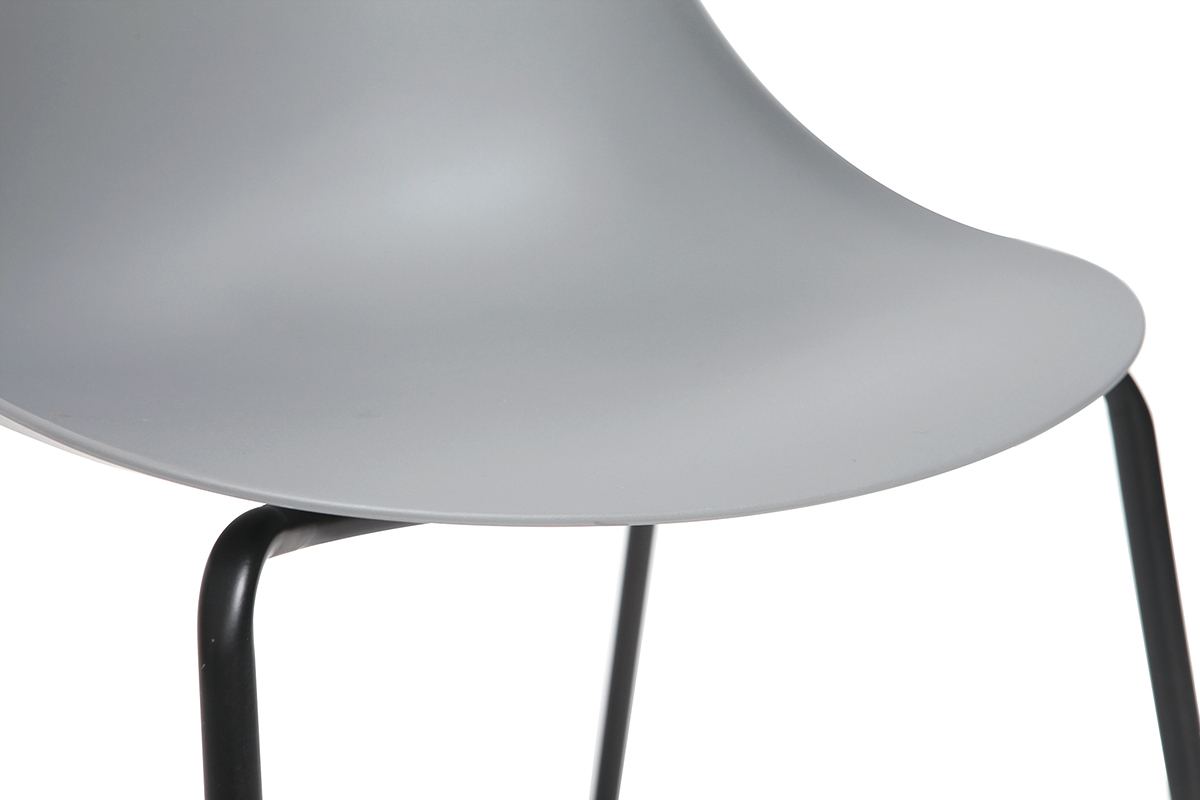 Stapelbare Design-Sthle mit grauen Metallbeinen (2er Satz) CONCHA