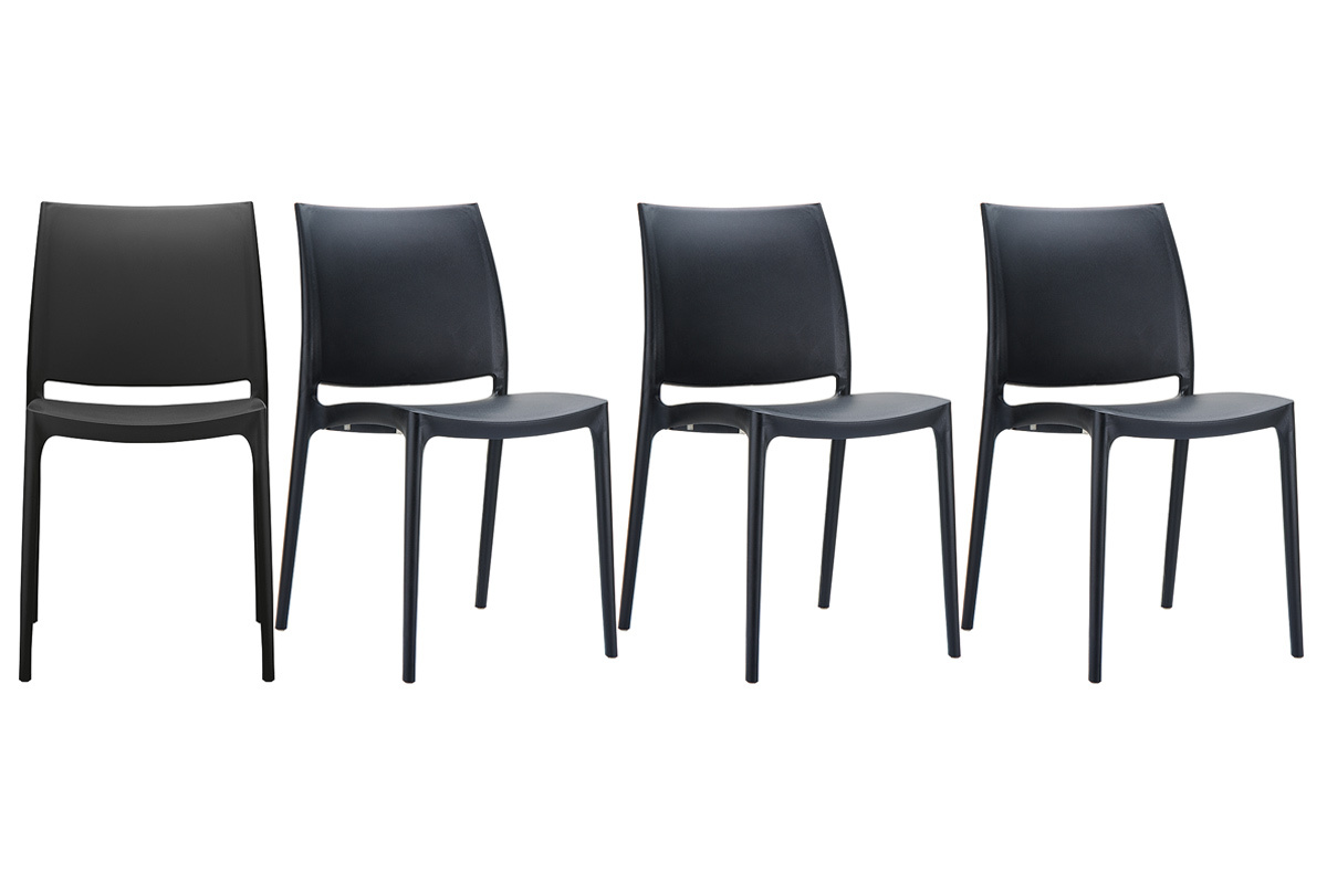 Stapelbare Design-Sthle schwarz Indoor und Outdoor (4er Set) CALAO