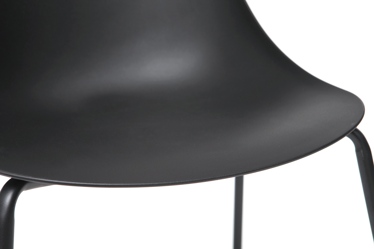 Stapelbare Design-St�hle Schwarz mit Metallbeinen (2er-Satz) CONCHA