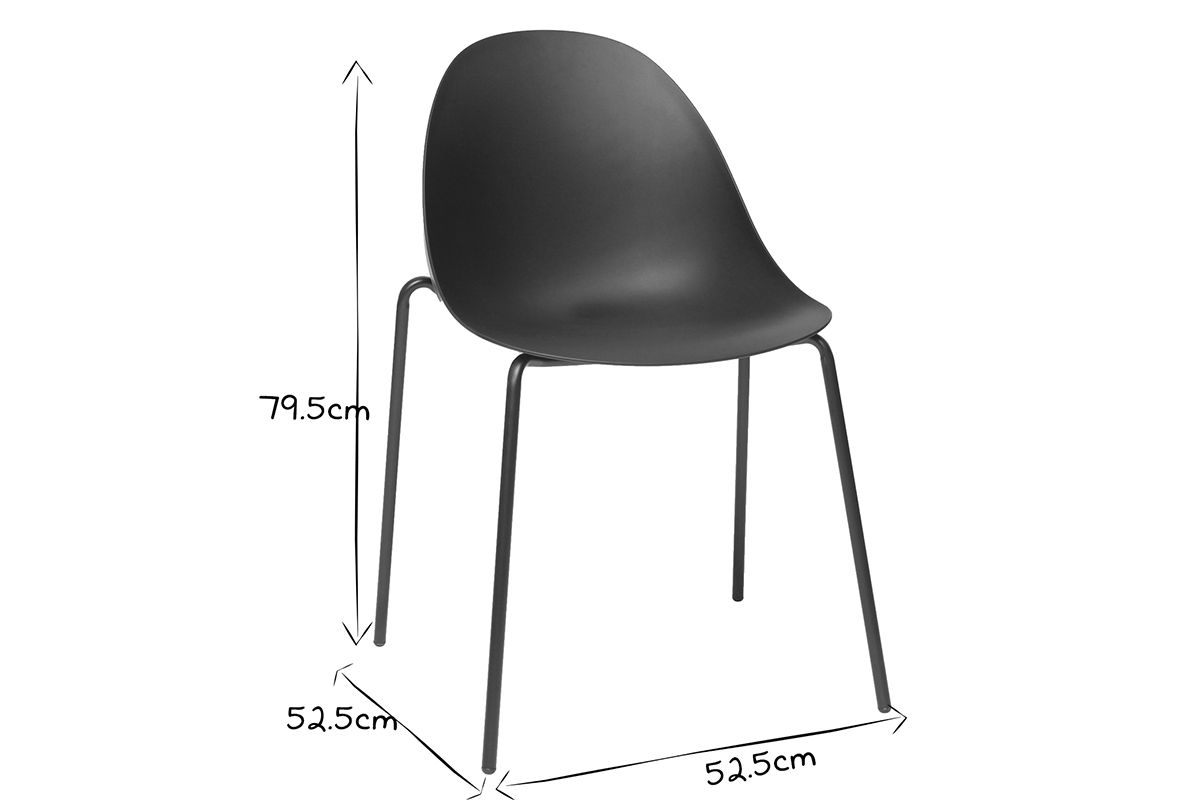 Stapelbare Design-St�hle Schwarz mit Metallbeinen (2er-Satz) CONCHA