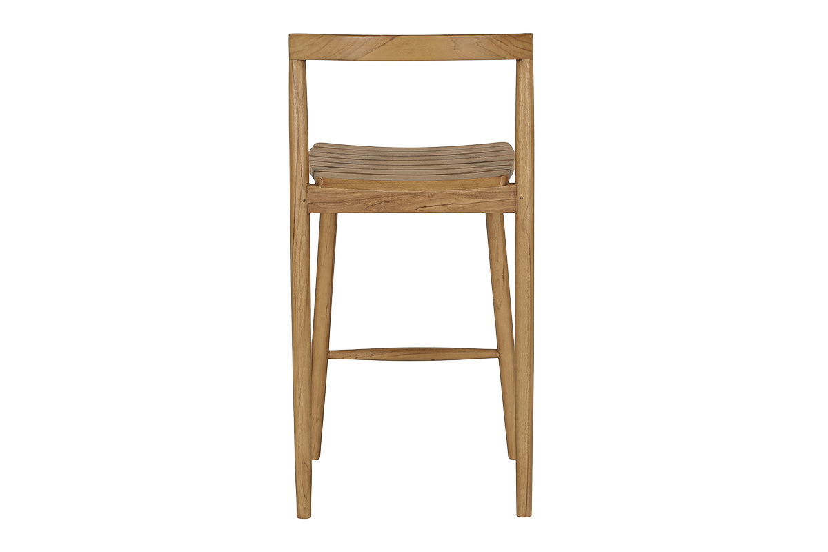 Gartenhocker aus massivem Teakholz, R�ckansicht, stapelbar, 70 cm hoch, klares Design.