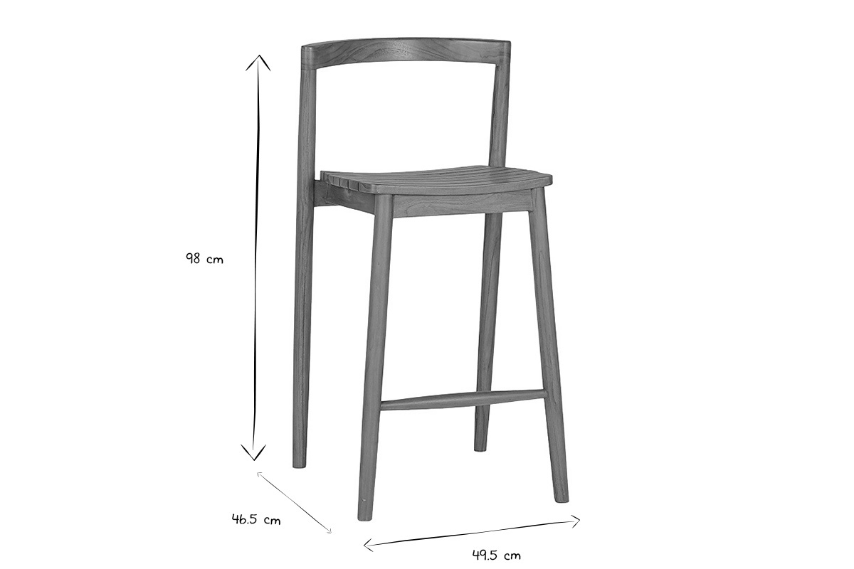 Abmessungen des Gartenhockers in Schwarz und Wei�: H�he 98 cm, Breite 49,5 cm, Tiefe 46,5 cm.
