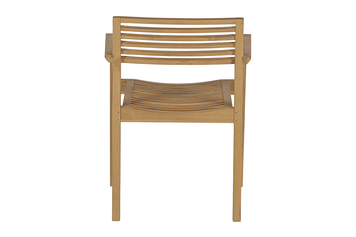 Gartenstuhl KAYU aus massivem Teakholz, R�ckansicht, stapelbar mit Armlehnen.
