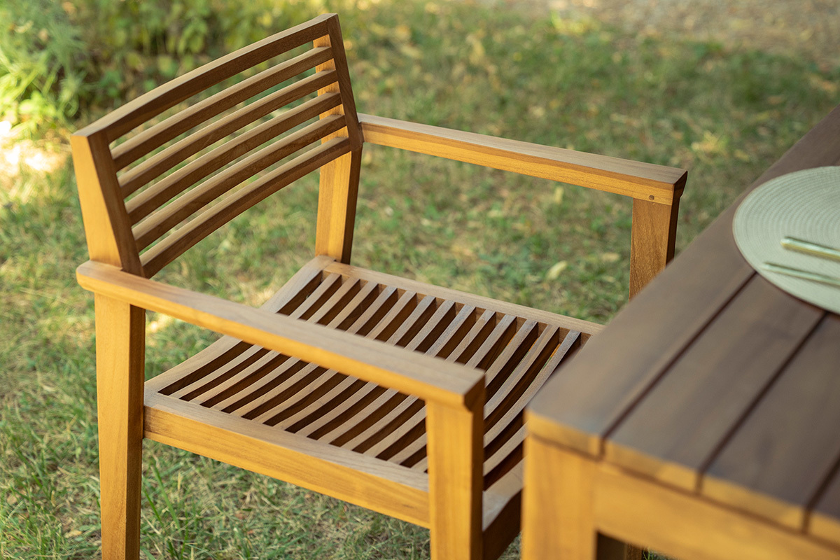 Stapelbare Gartenst�hle aus massivem Teakholz (2er-Set) KAYU