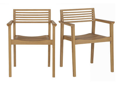 Stapelbare Gartenst&uuml;hle aus massivem Teakholz (2er-Set) KAYU