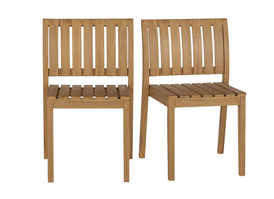 Stapelbare Gartenst&uuml;hle aus massivem Teakholz (2er-Set) TECKA