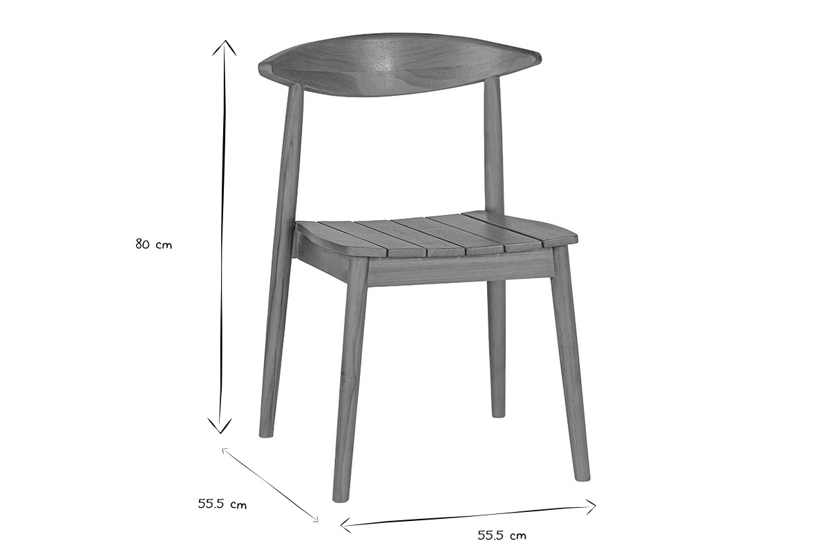 Abmessungen der Gartenst�hle SAGARA: B55.5 x T55.5 x H80 cm in Schwarz und Wei�.