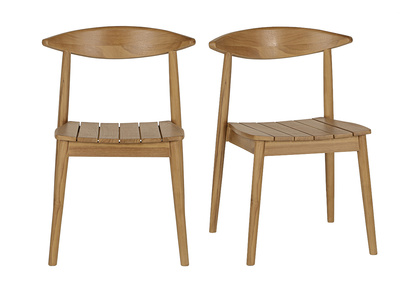 Stapelbare Gartenst&uuml;hle aus massivem Teakholz (Set mit 2) SAGARA