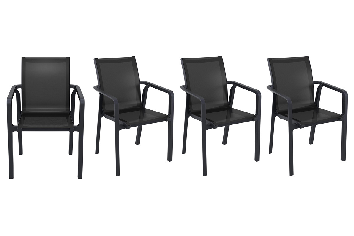 Stapelbare Gartensthle schwarz (4er-Set) CORAIL